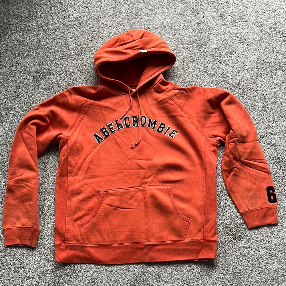 Abercrombie & Fitch Men's Orange Hooded Sweatshirt